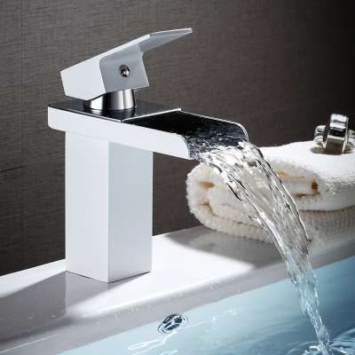 high quality white color copper material bathroom waterfall faucet