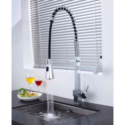 New Luxury high quality 3-way brass long pull out spring loaded kitchen sink mixer tap faucets