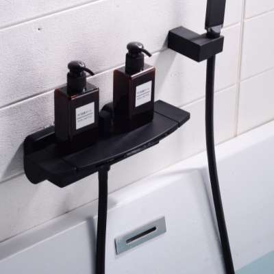 fashion style black color brass bathroom Bathtub shower faucet sets waterfall