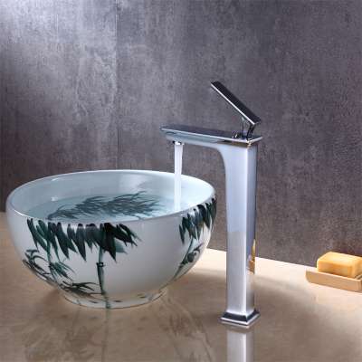 CE approved high quality brass square bathroom sink faucet