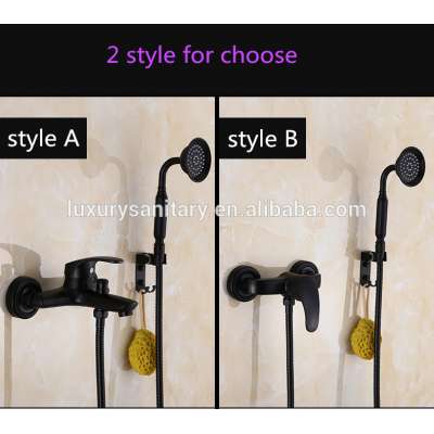 black color brass bath shower faucet set