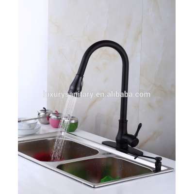 brass pull down black kitchen faucet