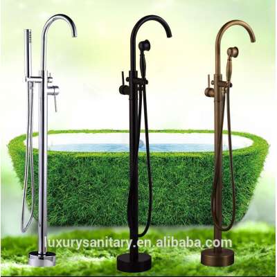 High quality chrome antique black gold floor Standing Bath Shower Faucet cassidy floor mount tub filler